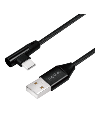 Cable USB-C, C/M (90°) a USB-A/M, 1 m