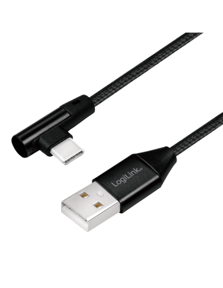 Cable USB-C, C/M (90°) a USB-A/M, 1 m