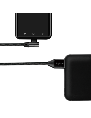 Cable USB-C, C/M (90°) a USB-A/M, 1 m