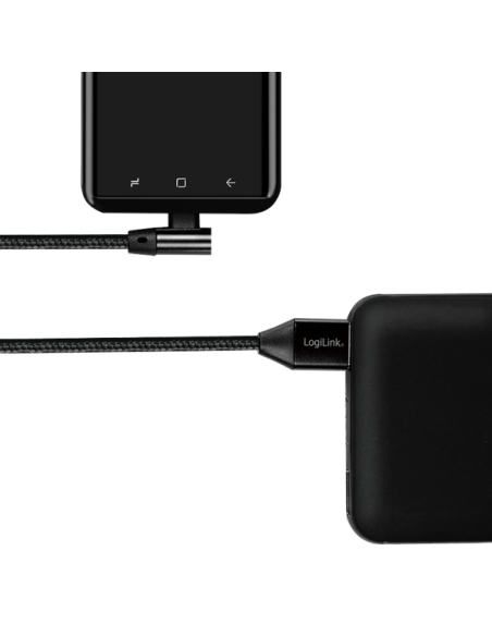 Cable USB-C, C/M (90°) a USB-A/M, 1 m