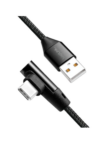 Cable USB-C, C/M (90°) a USB-A/M, 1 m