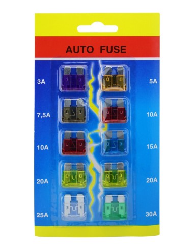 BOLSA DE 10 FUSIBLES DE LAMINA 3A -30A