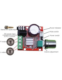 AMPLIFICADOR DE AUDIO ESTEREO 2X10W PAM8610 12VCC 2