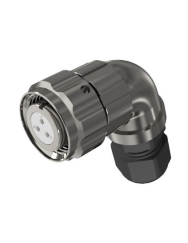 CONECTOR HEMBRA AEREO CODO 3-PINS T-10 CON RACOR 10A 280V