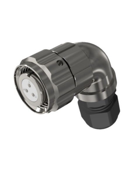 CONECTOR HEMBRA AEREO CODO 3-PINS T-10 CON RACOR 10A 280V