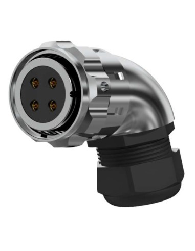 CONECTOR HEMBRA AEREO CODO 4-PINS T-10 CON RACOR 10A 280V