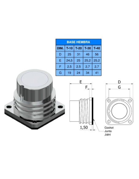 BASE HEMBRA T-10 4-PINS 10A 280V SIN RACOR