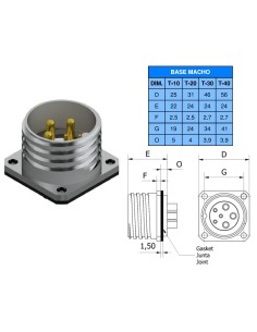 BASE MACHO T-10 9 CTS. "SIN PINS" 10A 280V SIN RACOR 2