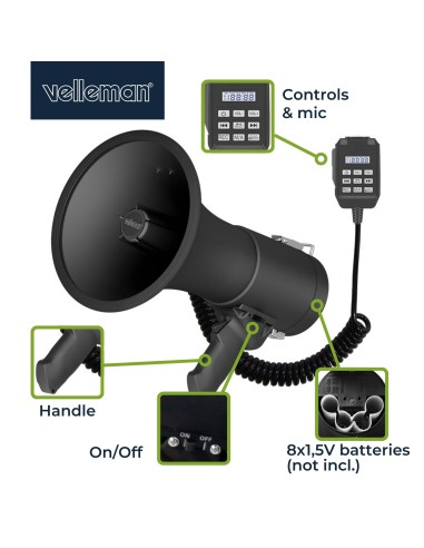 Megáfono de 50 W con sirena incorporada