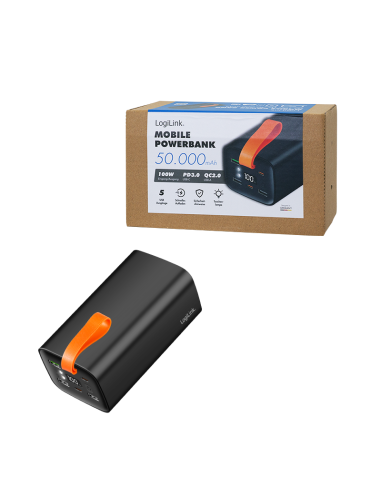 PowerBank de 50000 mAh, QC 3.0 y PD 3.0, 100 W, negro
