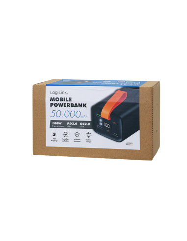 PowerBank de 50000 mAh, QC 3.0 y PD 3.0, 100 W, negro