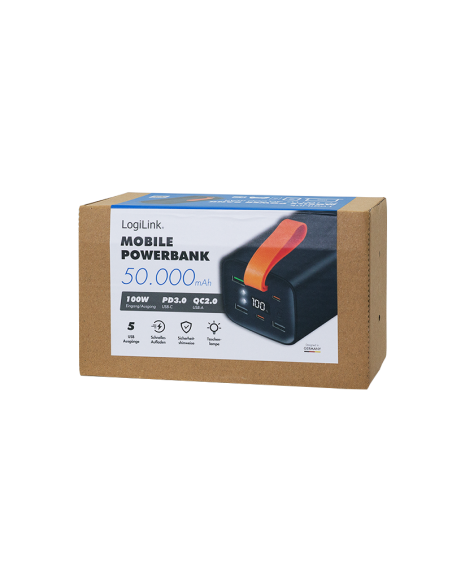 PowerBank de 50000 mAh, QC 3.0 y PD 3.0, 100 W, negro