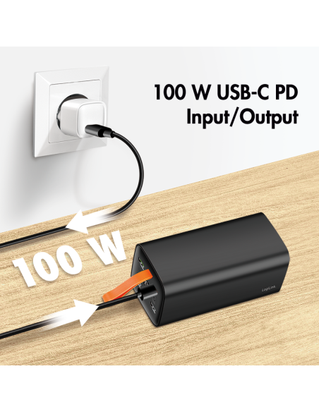 PowerBank de 50000 mAh, QC 3.0 y PD 3.0, 100 W, negro