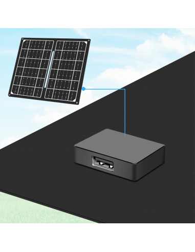 Cargador USB con panel solar plegable, 1x USB-A, 7 W, IP65