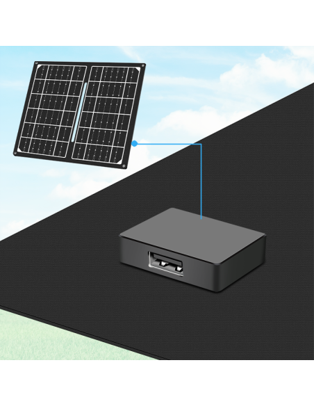 Cargador USB con panel solar plegable, 1x USB-A, 7 W, IP65