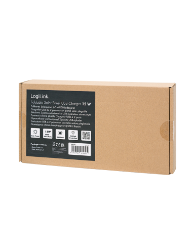 Cargador USB con panel solar plegable, 1x USB-A, 1x USB-C, 15W, IP65