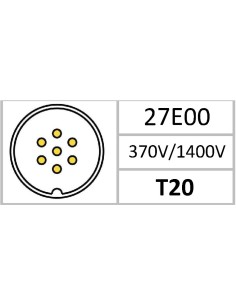 CONECTOR HEMBRA AEREO CODO 7-PINS T-20 CON RACOR 10A 370V÷1400V 2