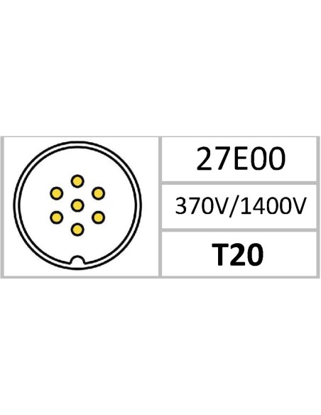 CONECTOR HEMBRA AEREO CODO 7-PINS T-20 CON RACOR 10A 370V÷1400V