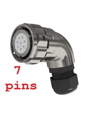 CONECTOR HEMBRA AEREO CODO 7-PINS T-20 CON RACOR 10A 370V÷1400V