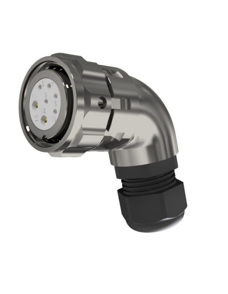 CONECTOR HEMBRA AEREO CODO 7-PINS T-20 CON RACOR 10A+25A  300V÷1400