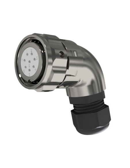 CONECTOR HEMBRA AEREO CODO 8-PINS T-20 CON RACOR 10A 270V÷1400V