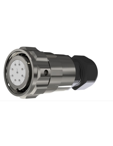 CONECTOR HEMBRA AEREO 9-PINS T-20 CON RACOR 10A 280V÷1400V