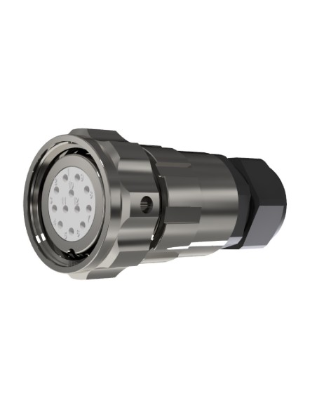 CONECTOR HEMBRA AEREO 12-PINS T-20 CON RACOR 10A 270V÷1050V