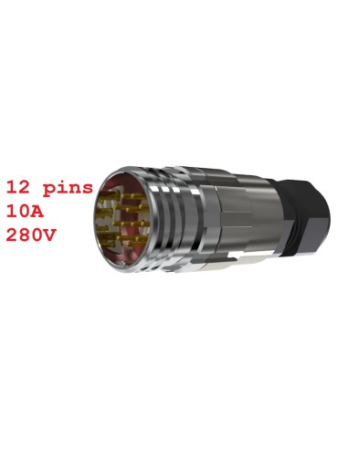 CONECTOR MACHO AEREO 12-PINS T-20 SIN RACOR 10A 270V÷1050V - PROLONGADOR