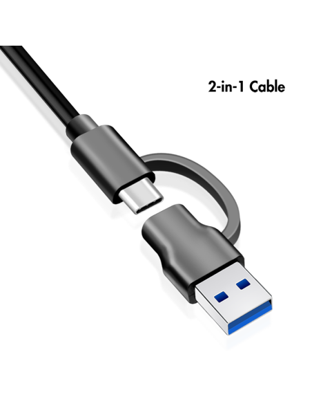 Hub USB 3.2 Gen1, 4 puertos, interruptor de encendido/apagado, negro