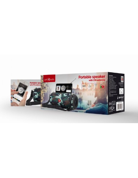 Altavoz Bluetooth portátil con antena, negro