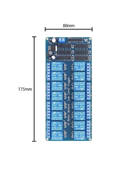 MODULO DE 16 RELES 5V OPTOACOPLADOS AISLADOS