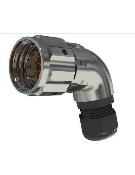 CONECTOR MACHO AEREO CODO 6-PINS T-20 CON RACOR 25A+10A 300V÷1400V