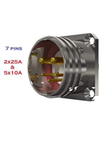 BASE MACHO T-20 7-PINS 2x25A & 5x10A 300V÷1400V SIN RACOR