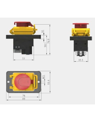 PULSADOR SUBTENSION MARCHA & PARO ELECTROMAGNETICO 7 PINS 3 POLOS 400V~15(8)A  IP54