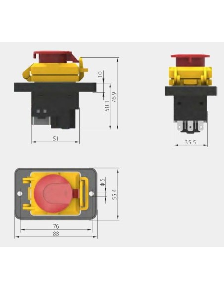 PULSADOR SUBTENSION MARCHA & PARO ELECTROMAGNETICO 7 PINS 3 POLOS 400V~15(8)A  IP54