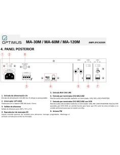 Amplificador de 60 W RMS (100 V). MP3-USB-SD-Bluetooth OPTIMUS 2