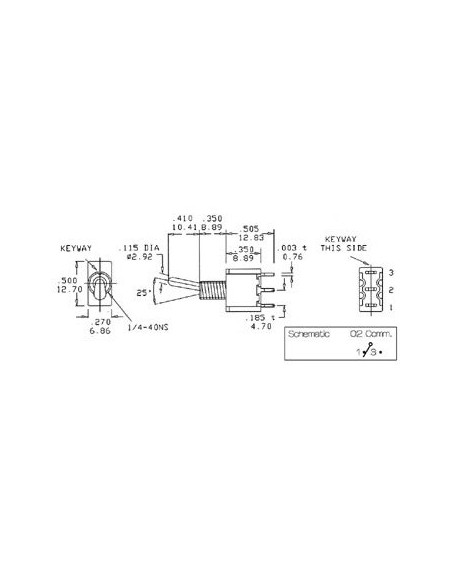 INTERRUPTOR CONMUTADOR 1C2P SPDT ON-ON PCB PALANCA