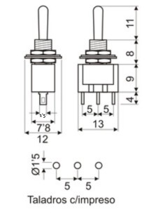 INTERRUPTOR CONMUTADOR PCB 1C2P SPDT ON-ON 2