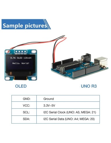 PANTALLA OLED 0,96" SSD1306 I2C SPI 128x64
