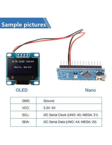 PANTALLA OLED 0,96" SSD1306 I2C SPI 128x64