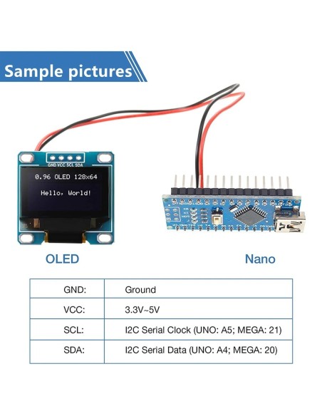 PANTALLA OLED 0,96" SSD1306 I2C SPI 128x64