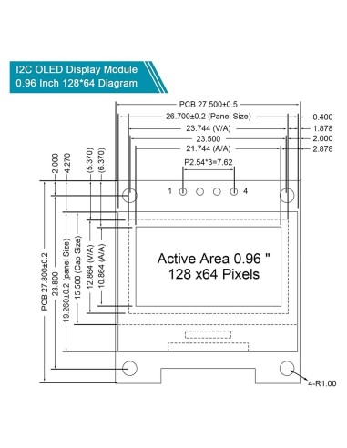 PANTALLA OLED 0,96" SSD1306 I2C SPI 128x64