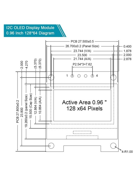 PANTALLA OLED 0,96" SSD1306 I2C SPI 128x64