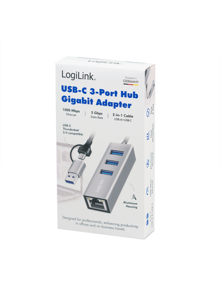 Hub 3x USB+RJ45 / USB-C