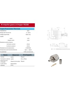 CONECTOR "N" MACHO CRIMPAR RG-58 2
