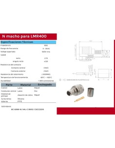 CONECTOR "N" MACHO CRIMPAR LMR400 2