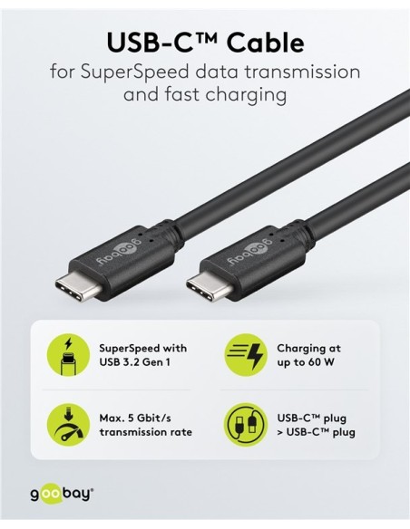 Cable USB-C 3.2 M/M 0.50mts
