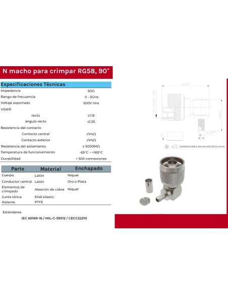 N7303-058 MACHO N 90º RG58 CRI