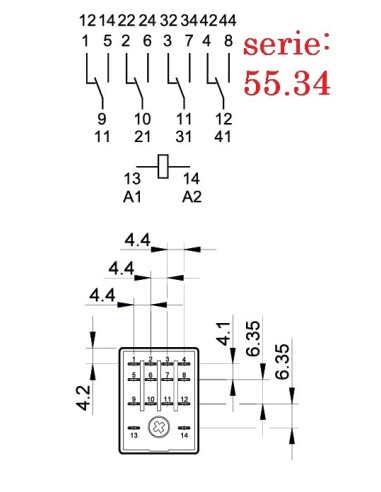 RELE FINDER  4 INVERSORES 12Vdc 7A