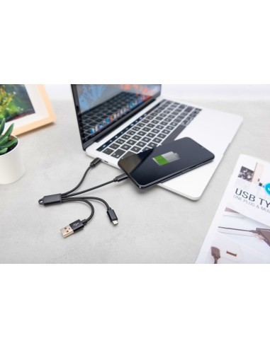 Cable de carga 3 en 1, USB A - Lightning + Micro USB + USB-C